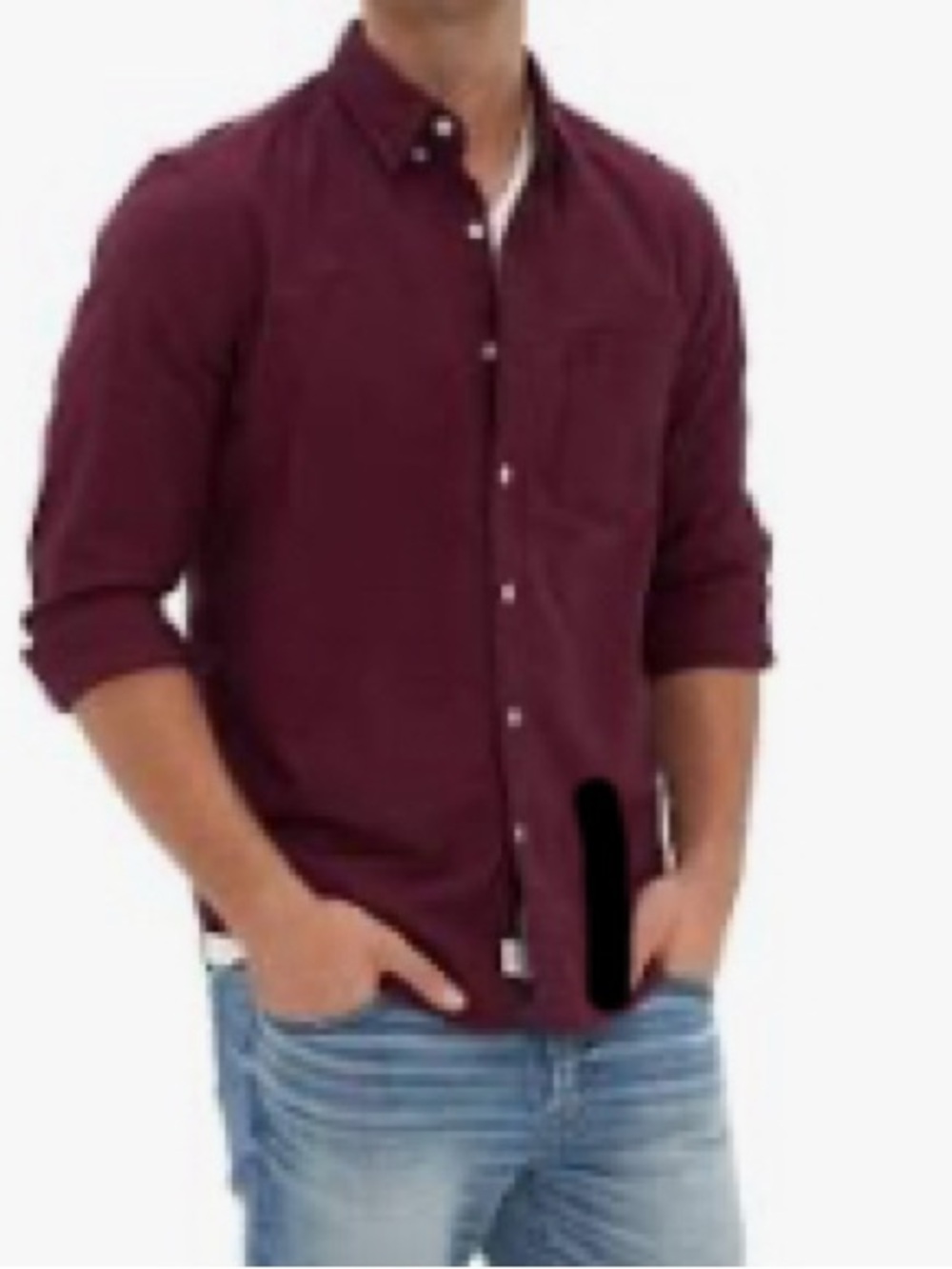 American Eagle Outfitters Men's Button-Down Shirt in Wine 100% cotton